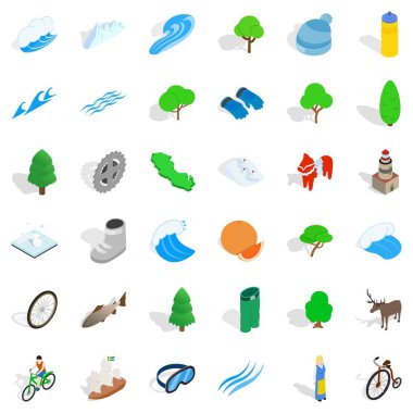 Hiking Icons set, izometrik stili