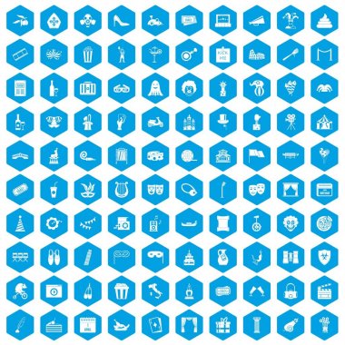 100 maskesi simgeleri mavi ayarla