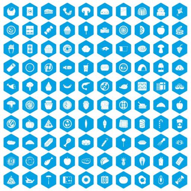 100 yemek simgeleri mavi ayarla