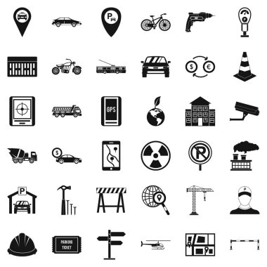 Araba Icons set, basit tarzı