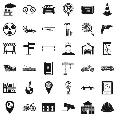 Radyo taksi Icons set, basit tarzı