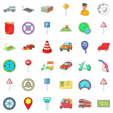 Araba Icons set, karikatür tarzı