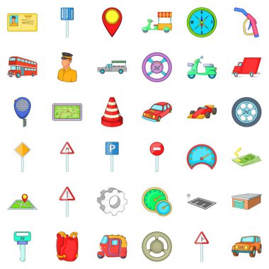 İyi araba Icons set, karikatür tarzı