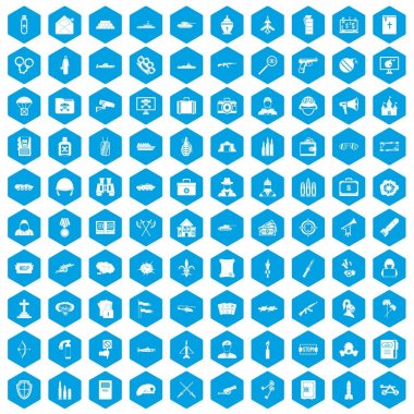 100 askeri simgeleri mavi ayarla