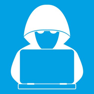 Bilgisayar korsanı dizüstü bilgisayar simgesi beyaz ile