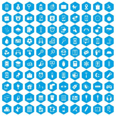 100 mobil app simgeleri mavi ayarla