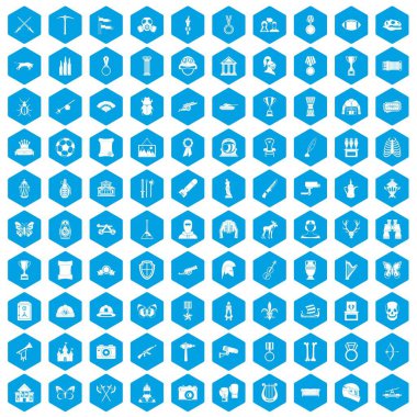 100 Müzesi simgeleri mavi ayarla