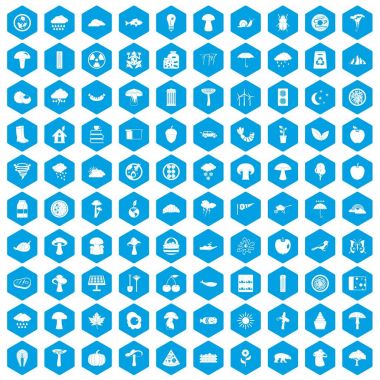 100 simgeleri mavi ayarla mantar