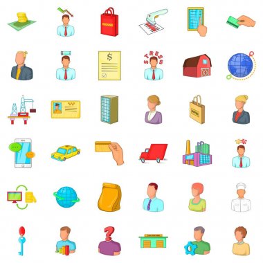 Şirket Icons set, karikatür tarzı kariyer