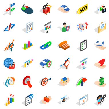 Hızlı kariyer Icons set, izometrik stili