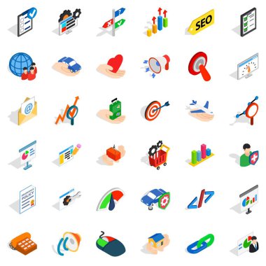 İyi kariyer Icons set, izometrik stili