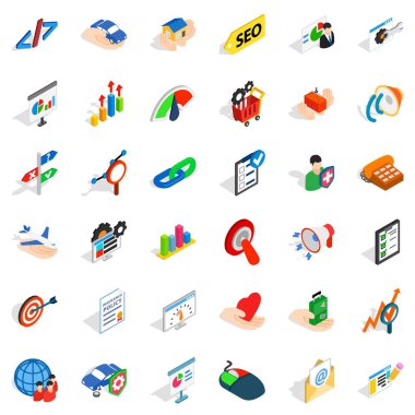 İş kariyer Icons set, izometrik stili