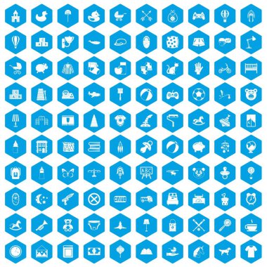 100 kreş simgeleri mavi ayarla