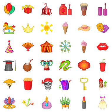 Tatil Icons set, karikatür tarzı