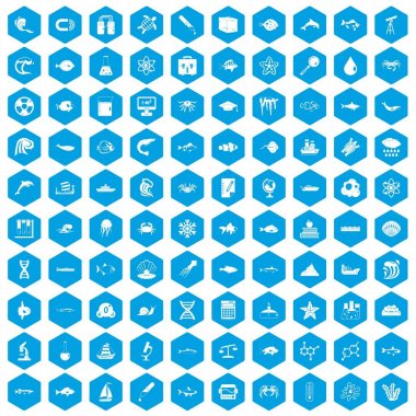 100 Oşinoloji simgeleri mavi ayarla