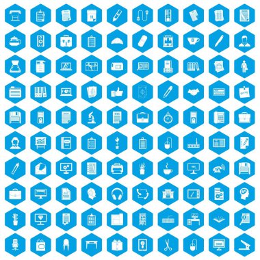 100 office simgeleri mavi ayarla