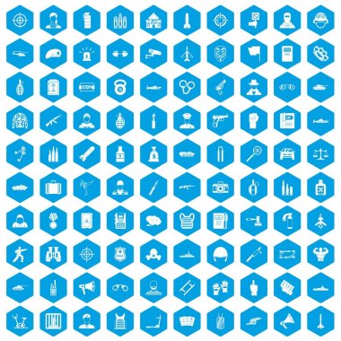 100 memur simgeleri mavi ayarla