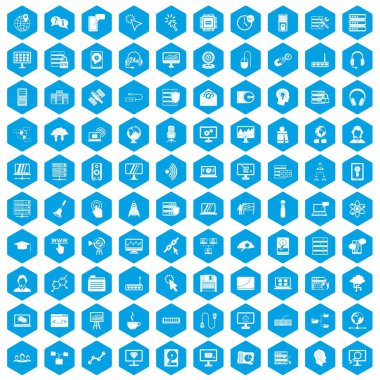 100 on-line seminer simgeleri mavi ayarla