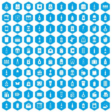 100 ambalaj simgeleri mavi ayarla