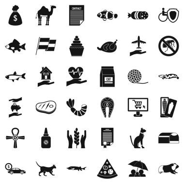 Yerli kedi Icons set, basit tarzı