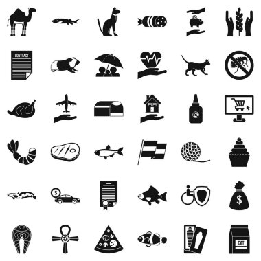 Vahşi kedi Icons set, basit tarzı