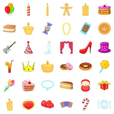 Dekorasyon Icons set, karikatür tarzı