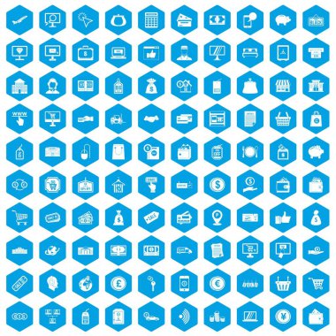 100 ödeme simgeleri mavi ayarla