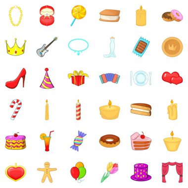 Havai fişek simgeleri ayarlandı, çizgi film biçimi