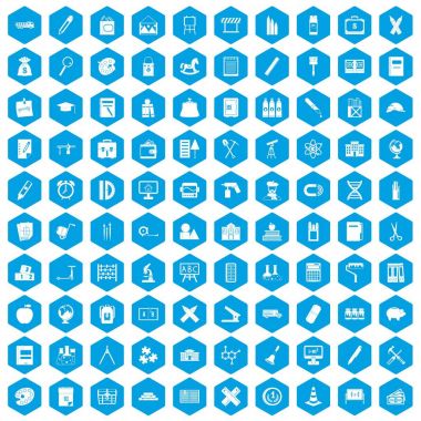 100 pensil simgeleri mavi ayarla