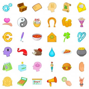 Sadaka çalışma Icons set, karikatür tarzı