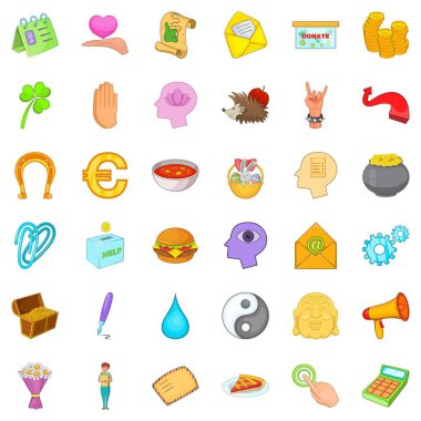 Sadaka yardım Icons set, karikatür tarzı