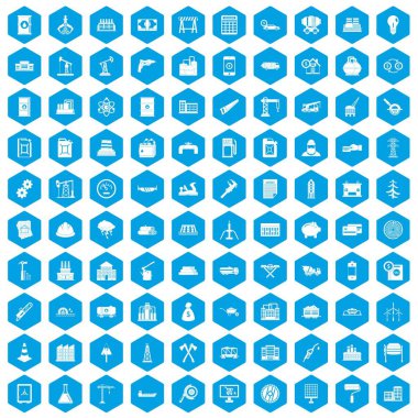 100 bitki simgeleri mavi ayarla