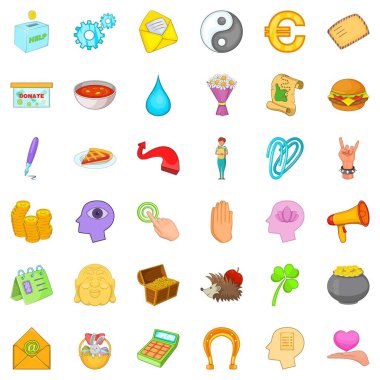 Gönüllü Icons set, karikatür tarzı