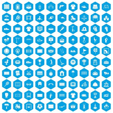 100 Bahçesi simgeleri mavi ayarla