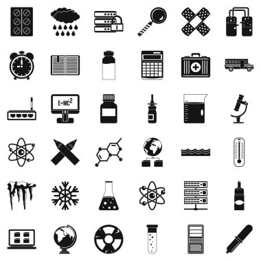 Bilim Icons set, basit tarzı