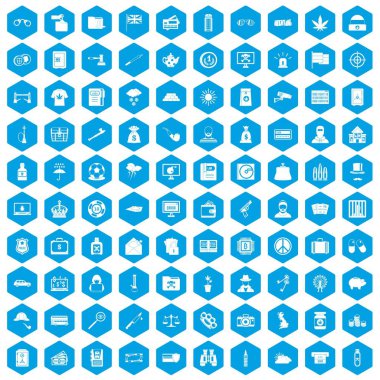 100 polis simgeleri mavi ayarla