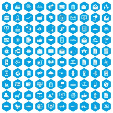 100 post ve posta simgeleri mavi ayarla