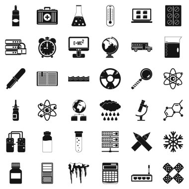 Kimyasal ekipmanlar Icons set, basit tarzı