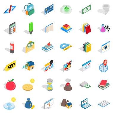 Eğitim kimya Icons set, izometrik stili