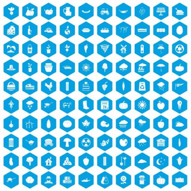 100 kabak simgeleri mavi ayarla