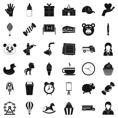 Çocuk Merkezi Icons set, basit tarzı