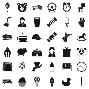 Çocukça Merkezi Icons set, basit tarzı