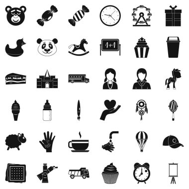 Çocuk Bakımı Icons set, basit tarzı