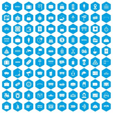 100 demiryolu simgeleri mavi ayarla