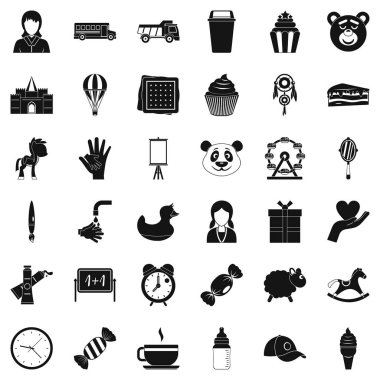 Anaokulu Icons set, basit tarzı