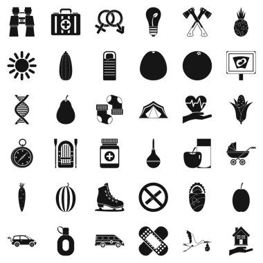 Çocuk sağlığı Icons set, basit tarzı