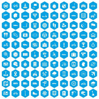 100 simgeleri mavi ayarla binmek