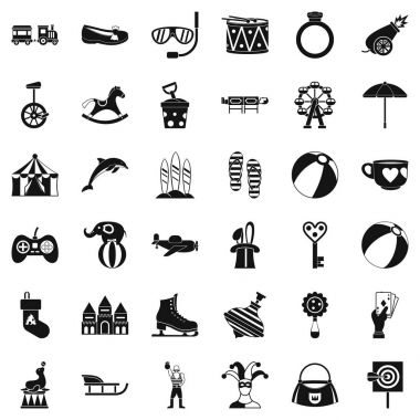 Çocuk sirk Icons set, basit tarzı