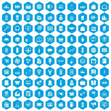 100 satış simgeleri mavi ayarla