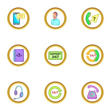 Çevrimiçi destek Icons set, karikatür tarzı